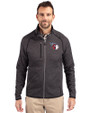 Cleveland Guardians Cutter & Buck Mainsail Sweater-Knit Mens Big and Tall Full Zip Jacket Charcoal Heather Front