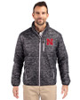 Nebraska Cornhuskers Cutter & Buck Rainier PrimaLoft® Mens Eco Insulated Full Zip Printed Puffer Jacket Black Front
