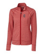 Cleveland Guardians - Cutter & Buck Shoreline Heathered Womens Full Zip Jacket Cardinal Red Heather Mannequin