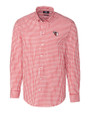 Cleveland Guardians Cutter & Buck Easy Care Stretch Gingham Mens Long Sleeve Dress Shirt Cardinal Red Mannequin