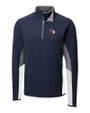 Cleveland Guardians Cutter & Buck Traverse Colorblock Stretch Quarter Zip Mens Pullover Liberty Navy Mannequin
