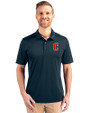 Cleveland Guardians - Cutter & Buck Prospect Eco Textured Stretch Recycled Mens Short Sleeve Polo Navy Blue Front
