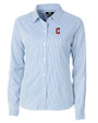 Cleveland Guardians - Cutter & Buck Versatech Pinstripe Stretch Womens Long Sleeve Dress Shirt Indigo Mannequin