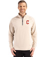 Cleveland Guardians - Cutter & Buck Adapt Eco Knit Stretch Recycled Mens Quarter Zip Pullover Wheat Front