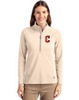 Cleveland Guardians - Cutter & Buck Adapt Eco Knit Stretch Recycled Womens Half Zip Pullover Wheat Front