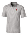 Cleveland Guardians - Cutter & Buck Forge Tonal Stripe Stretch Mens Polo Polished Medium Gray Mannequin