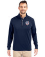 Milwaukee Brewers Stars & Stripes Cutter & Buck Adapt Eco Knit Stretch Recycled Mens Big and Tall Quarter Zip Pullover Navy Blue Front