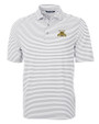North Carolina A&T Aggies Cutter & Buck Virtue Eco Pique Stripe Recycled Mens Big and Tall Polo Polished Medium Gray Mannequin