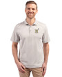 Navy Midshipmen Cutter & Buck Virtue Eco Pique Stripe Recycled Mens Big and Tall Polo Polished Medium Gray Front