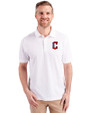Cleveland Guardians - Cutter & Buck Advantage Eco Tri-Blend Pique Mens Big and Tall Polo White Front
