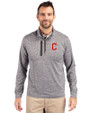 Cleveland Guardians - Cutter & Buck Stealth Heathered Mens Big and Tall  Quarter Zip Pullover Elemental Grey Front