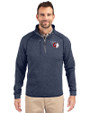Cleveland Guardians Cutter & Buck Mainsail Sweater-Knit Mens Big and Tall Half Zip Pullover Jacket Liberty Navy Heather Front