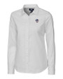 Milwaukee Brewers Stars & Stripes Cutter & Buck Stretch Oxford Womens Long Sleeve Dress Shirt White Mannequin