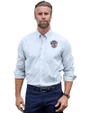 Milwaukee Brewers Stars & Stripes Cutter & Buck Stretch Oxford Stripe Mens Long Sleeve Dress Shirt Light Blue Front