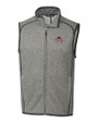 FSU Bobby Bowden Cutter & Buck Mainsail Sweater-Knit Mens Big and Tall Full Zip Vest Polished Heather Mannequin