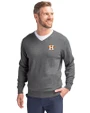 Houston Astros Cutter & Buck Lakemont Tri-Blend Mens V-Neck Pullover Sweater Charcoal Heather Front