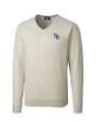 Tampa Bay Rays Cutter & Buck Lakemont Tri-Blend Mens V-Neck Pullover Sweater Oatmeal Heather Mannequin