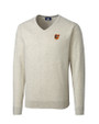Baltimore Orioles Cutter & Buck Lakemont Tri-Blend Mens V-Neck Pullover Sweater Oatmeal Heather Mannequin