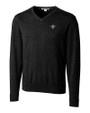 New Orleans Saints Cutter & Buck Lakemont Tri-Blend Mens V-Neck Pullover Sweater Black Mannequin
