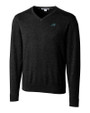 Carolina Panthers Cutter & Buck Lakemont Tri-Blend Mens V-Neck Pullover Sweater Black Mannequin