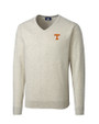Tennessee Volunteers Cutter & Buck Lakemont Tri-Blend Mens V-Neck Pullover Sweater Oatmeal Heather Mannequin