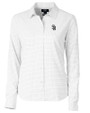 San Diego Padres Cutter & Buck Versatech Tattersall Stretch Womens Long Sleeve Dress Shirt Charcoal Mannequin
