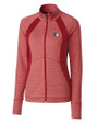 Cleveland Guardians Cutter & Buck Womens Shoreline Colorblock Full-Zip Cardinal Red Heather Mannequin