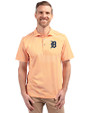 Detroit Tigers Cutter & Buck Virtue Recycled Stripe Featherlight Pique Mens Polo Orange Burst Front