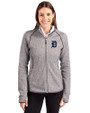 Detroit Tigers Cutter & Buck Mainsail Full Zip Hooded Womens Jacket Polished Heather Front