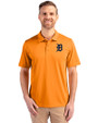 Detroit Tigers Cutter & Buck Prospect Eco Textured Stretch Recycled Mens Short Sleeve Polo Orange Burst Front