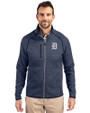 Detroit Tigers Cutter & Buck Mainsail Sweater-Knit Mens Full Zip Jacket Liberty Navy Heather Front