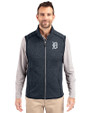 Detroit Tigers Cutter & Buck Mainsail Sweater-Knit Mens Full Zip Vest Liberty Navy Heather Front