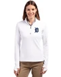 Detroit Tigers Cutter & Buck Traverse Stretch Eco Quarter Zip Womens Pullover White Front