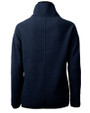 Back View of Cutter & Buck Cascade Eco Sherpa Women's Fleece Pullover Jacket in Navy Blue Color