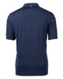 Back View of Navy Blue Virtue Eco Pique Tile Print Recycled Mens Big & Tall Polo Shirt