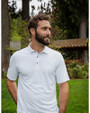 Man Wearing White Cutter & Buck Virtue Eco Pique Tile Print Recycled Mens Big & Tall Polo Shirt