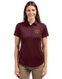 Washington Commanders Cutter & Buck Prospect Eco Textured Stretch Recycled Womens Short Sleeve Polo Bordeaux Front