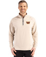 Washington Commanders Cutter & Buck Adapt Eco Knit Stretch Recycled Mens Quarter Zip Pullover Wheat Front