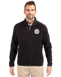 Pittsburgh Steelers Cutter & Buck Cascade Epic Comfort Recycled Sherpa Fleece Mens Big & Tall Full Zip Jacket Black Front