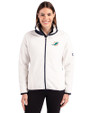 Miami Dolphins Cutter & Buck Cascade Epic Comfort Recycled Sherpa Fleece Womens Full Zip Jacket Shell/Navy Blue Front