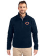 Chicago Bears Cutter & Buck Cascade Eco Sherpa Fleece Mens Big & Tall Quarter Zip Jacket Navy Blue Front
