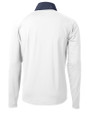 Los Angeles Chargers Cutter & Buck Adapt Eco Knit Hybrid Recycled Mens Quarter Zip White/Navy Blue Mannequin Back