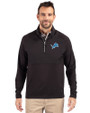 Detroit Lions Cutter & Buck Adapt Eco Knit Hybrid Recycled Mens Quarter Zip Black Front