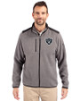 Las Vegas Raiders Cutter & Buck Cascade Eco Fleece Mens Full Zip Jacket Elemental Grey/Black Front