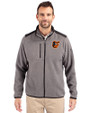 Baltimore Orioles Cutter & Buck Cascade Eco Fleece Mens Full Zip Jacket Elemental Grey/Black Front