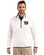 New York Giants Cutter & Buck Cascade Eco Fleece Mens Quarter Zip Jacket Shell/Navy Blue Front