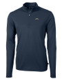 Los Angeles Chargers Cutter & Buck Virtue Eco Pique Recycled Quarter Zip Mens Big & Tall Pullover Navy Blue Mannequin