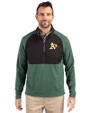 Athletics Cutter & Buck Adapt Eco Knit Hybrid Recycled Mens Quarter Zip Hunter/Black Front