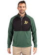 Athletics Cutter & Buck Adapt Eco Knit Hybrid Recycled Mens Quarter Zip Hunter/Black Front