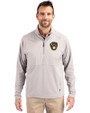 Milwaukee Brewers Cutter & Buck Adapt Eco Knit Hybrid Recycled Mens Quarter Zip Polished Medium Gray Front